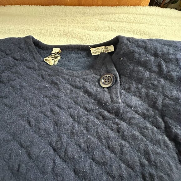 Vintage Valentino Women’s Textured Knit Sweater Small Navy Blue Made in Italy - Picture 6 of 8